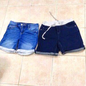 Bundle of 2 Girls' Justice Shorts Size 16 – Washed Blue & Navy - Comfy & Stylish